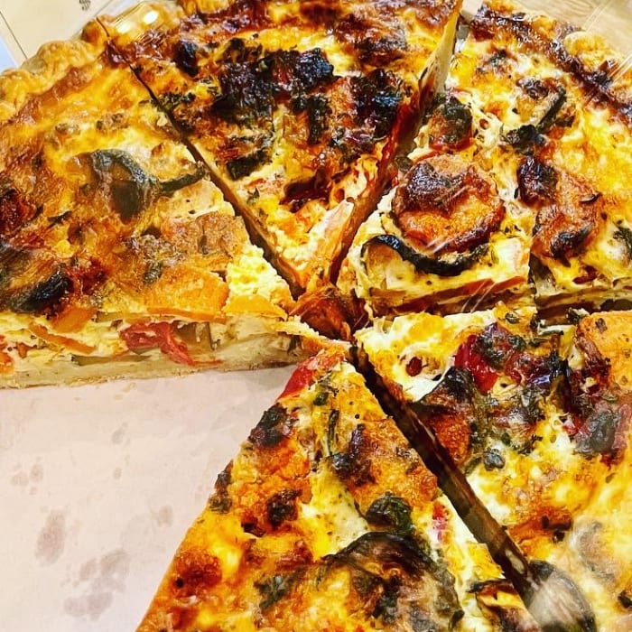 Roasted Veggies quiche.