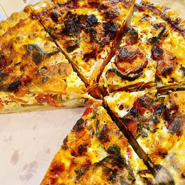 Roasted Veggies quiche.